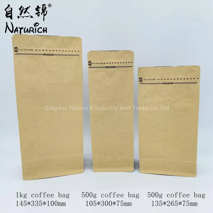 Universal Kraft paper zipper bag for 2lb 1lb coffee - QINGDAO